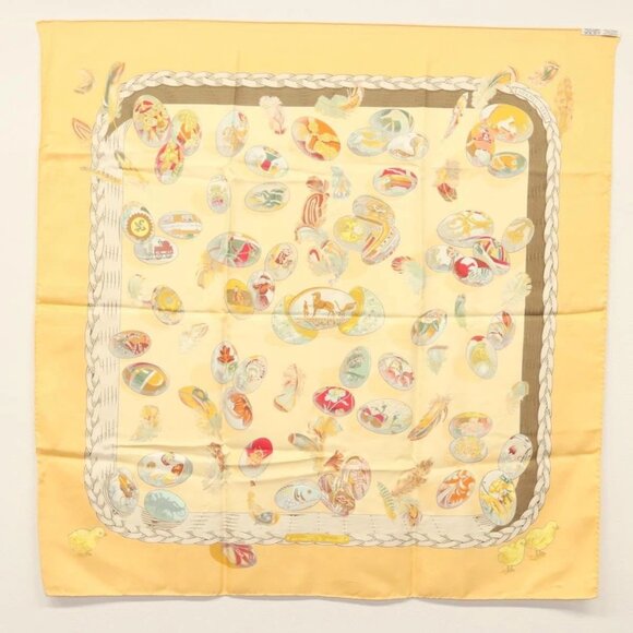 HERMES Carre 90 Scarf ""COUVEE D'HERMES"" Silk Yellow Auth 139210 - Picture 14 of 14